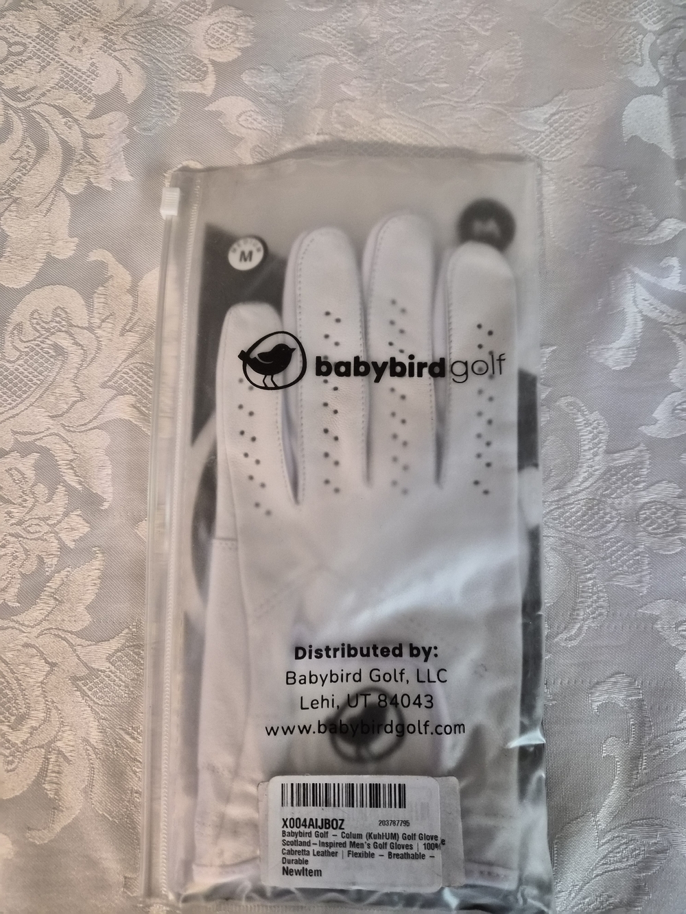 Babybird Golf White Men's Golf Glove (Left Hand) 100% Cabretta Leather